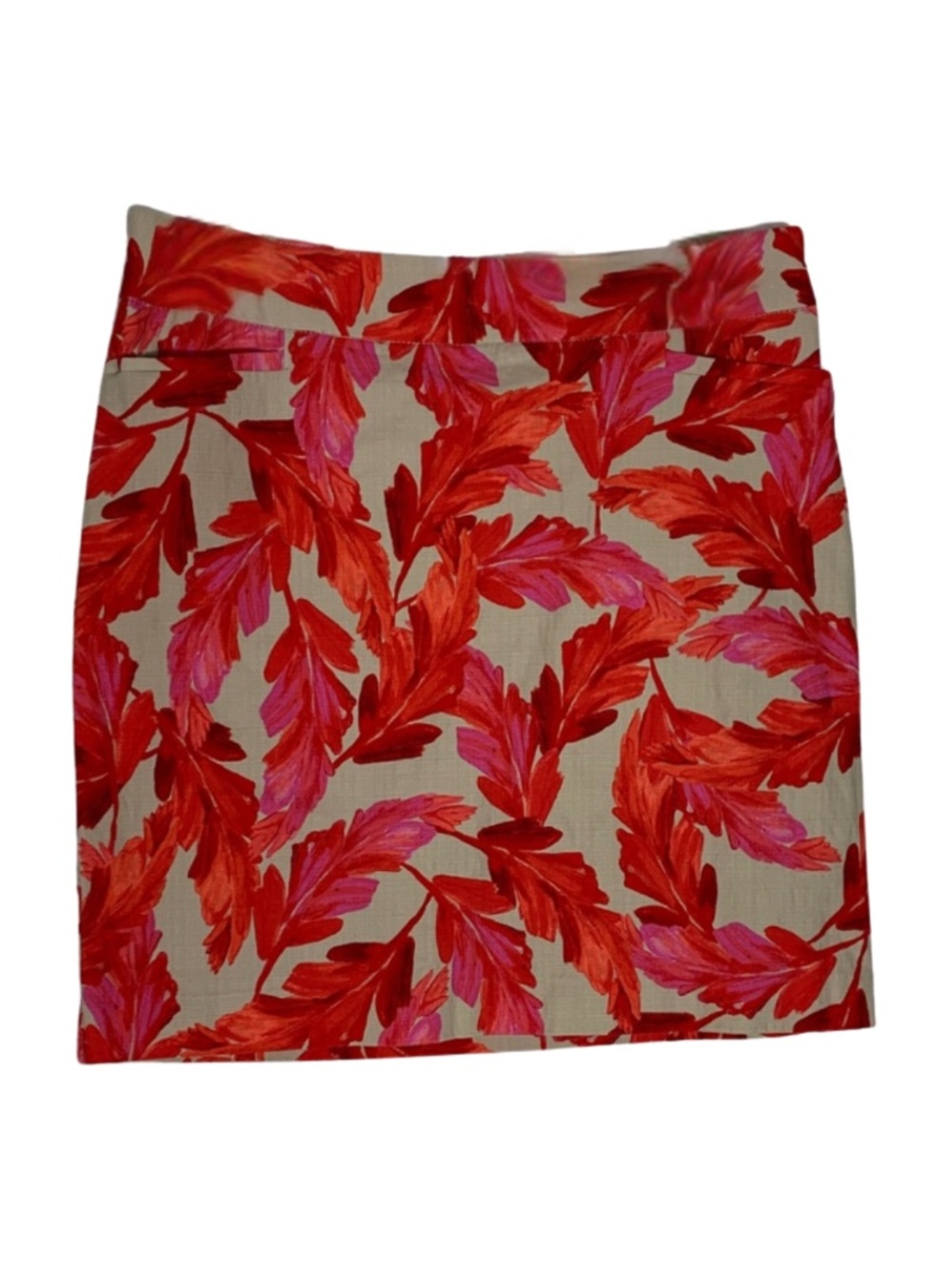 Chico's Brigitte So Slimming Red Pink Feather Pencil Skort Size 8 Golf Workwear